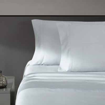 Vera Wang - Solid Blue Sateen Sheet Set, Queen