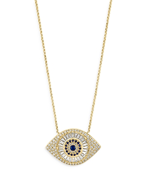 Bloomingdale's Blue Sapphire & Diamond Evil Eye Pendant Necklace in 14K Yellow Gold, 17.5 - 100% Exc