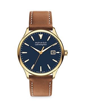Photos - Wrist Watch Movado Heritage Calendoplan Watch, 40mm Blue/Brown 3650157 