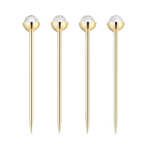 Shop Anna New York Hospitality Cocktail Picks, Set Of 4 In Gold/crystal