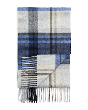 The Men's Store At Bloomingdale's Plaid Oversized Cashmere Scarf - 100% Exclusive In Navy