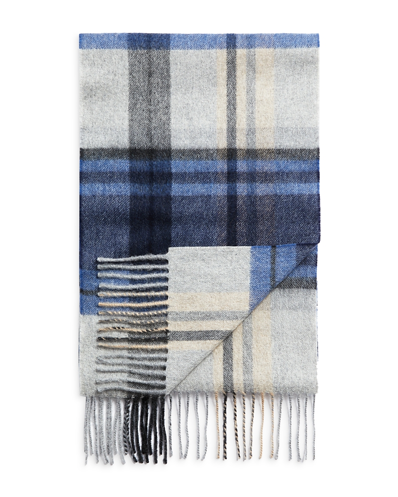 The Men's Store At Bloomingdale's Plaid Oversized Cashmere Scarf - Exclusive In Navy