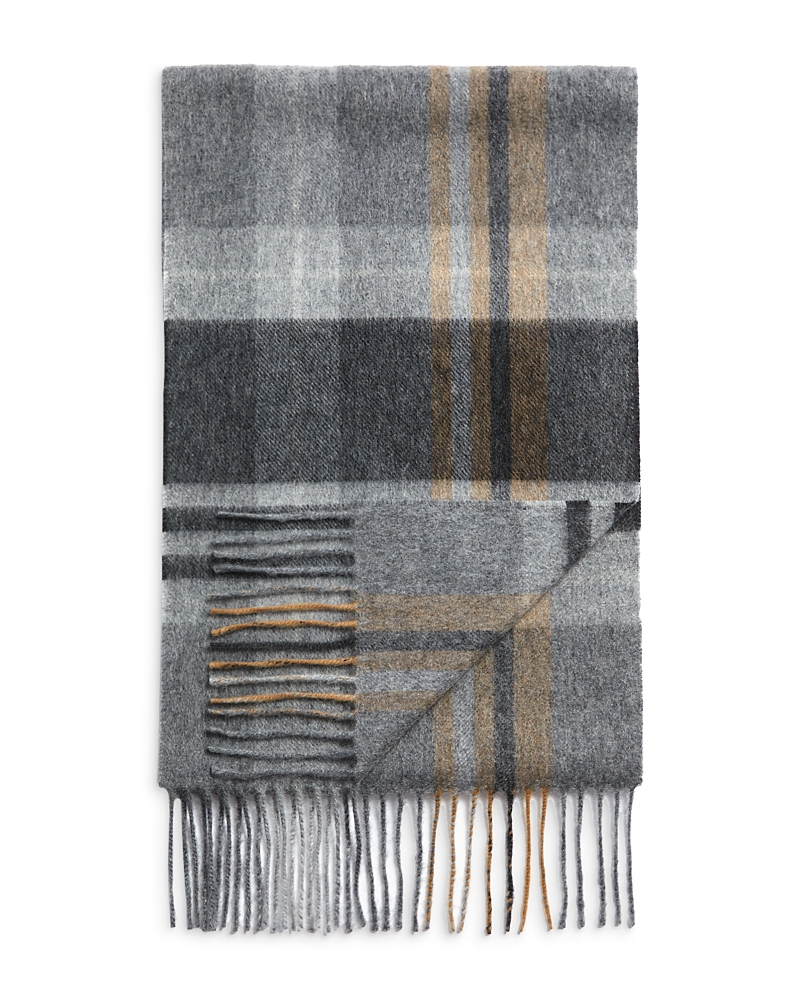 The Men's Store At Bloomingdale's Plaid Oversized Cashmere Scarf - Exclusive In Gray