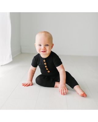 Unisex Short Sleeve Henley Romper - Baby