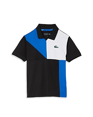 Lacoste Boys' Short Sleeve Ribbed Polo - Little Kid, Big Kid In Black