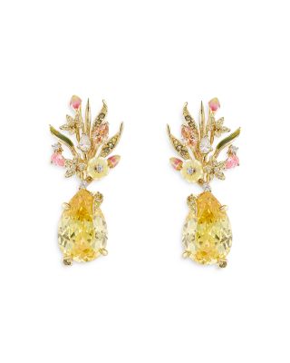 Anabela Chan - 18K Yellow Gold Plated Sterling Silver English Garden Simulated Gemstone & Simulated Diamond Posie Earrings