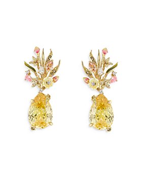 Anabela Chan - 18K Yellow Gold Plated Sterling Silver English Garden Simulated Gemstone & Diamond Posie Earrings