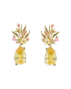Anabela Chan 18k Yellow Gold Plated Sterling Silver English Garden Simulated Gemstone & Diamond Posie Earrings In Yellow/gold
