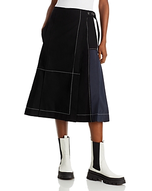 3.1 Phillip Lim Colorblock Midi Utility Skirt In Black-eclipse