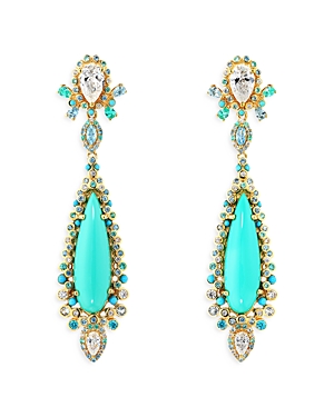 Anabela Chan Forbidden Fruit Multi Simulated Stone Drop Earrings In Blue/gold