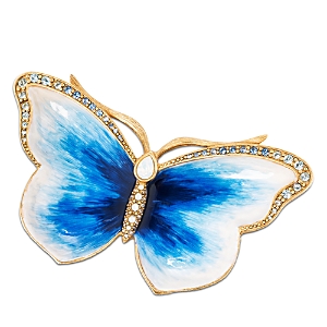 Shop Jay Strongwater Juliet Butterfly Trinket Tray In Blue