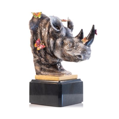 Rhino Bust with Butterflies Objet D'Art