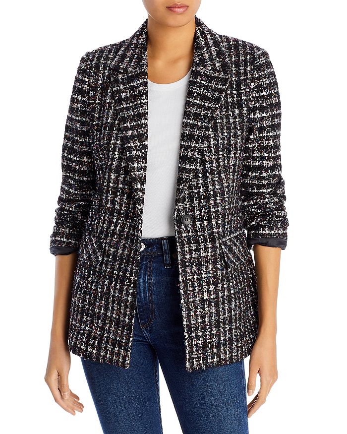 CHANEL  MULTICOLOR TWEED JACKET WITH MATCHING BRA AND BLOUSE