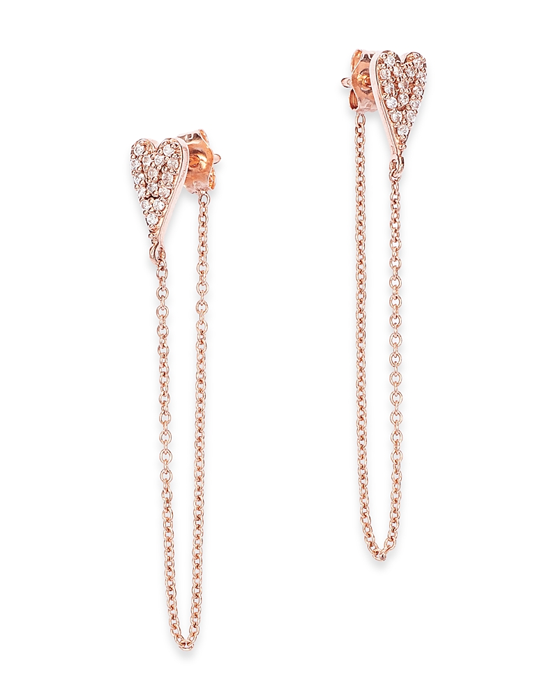 Bloomingdale's Diamond Heart Cluster Chain Earrings In 14k Rose Gold, 0.16 Ct. T. W. - Exclusive In Rose Gold