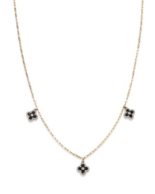 Bloomingdale's Fine Collection - Diamond & Enamel Clover Droplet Necklace in 14K Yellow Gold, 0.25 ct. t.w. - Exclusive