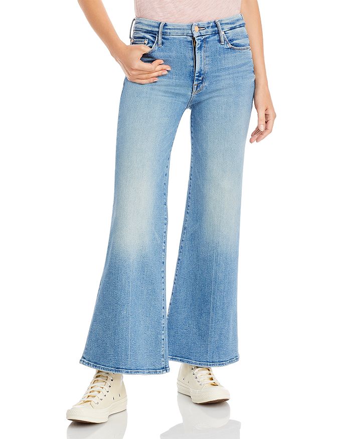 MOTHER The Roller High Rise Wide Leg Jeans in Let's Trip | Bloomingdale's