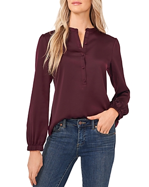 Cece Charmeuse Blouse In Rich Cabernet
