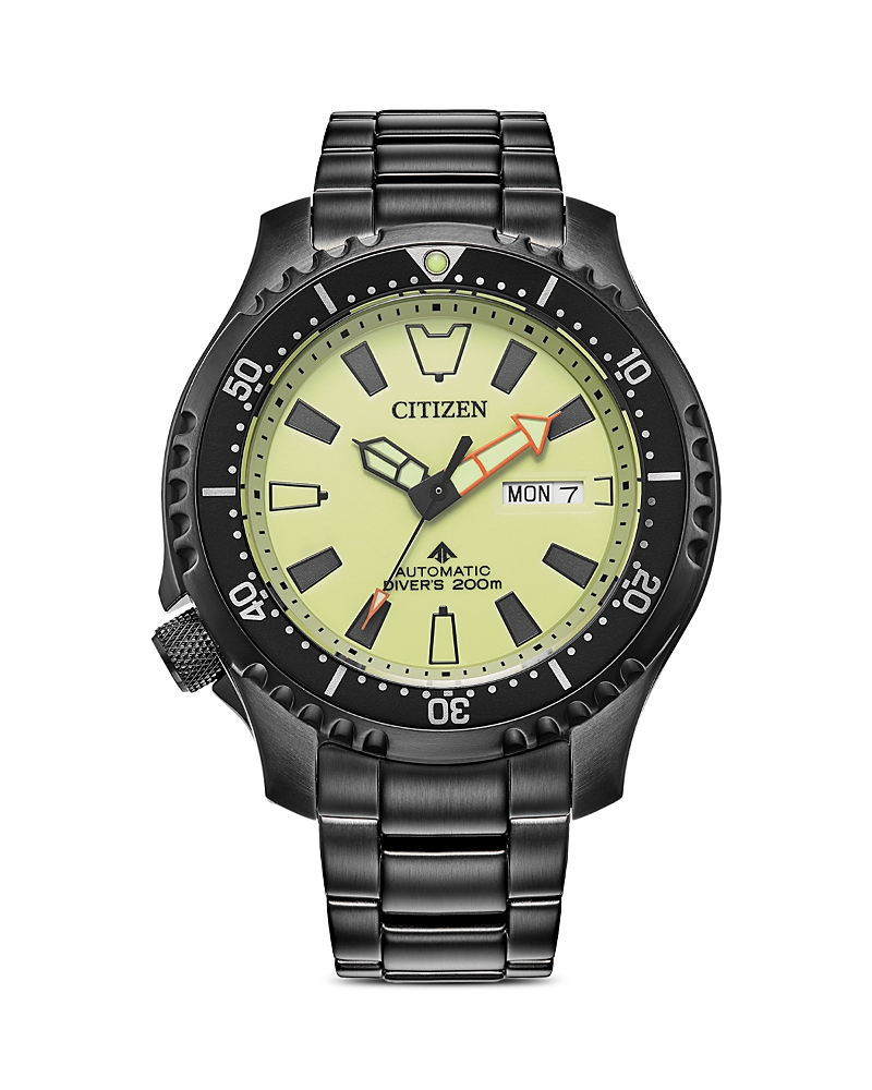 Citizen Promaster Dive Automatic Mens Automatic Black Stainless Steel Bracelet Watch Ny0155-58x In Yellow/black