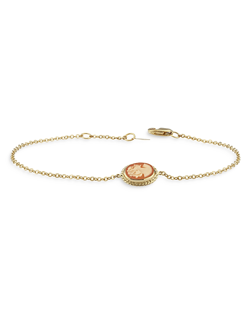 Bloomingdale's Cameo Medallion Link Bracelet In 14k Yellow Gold - Exclusive In Gold