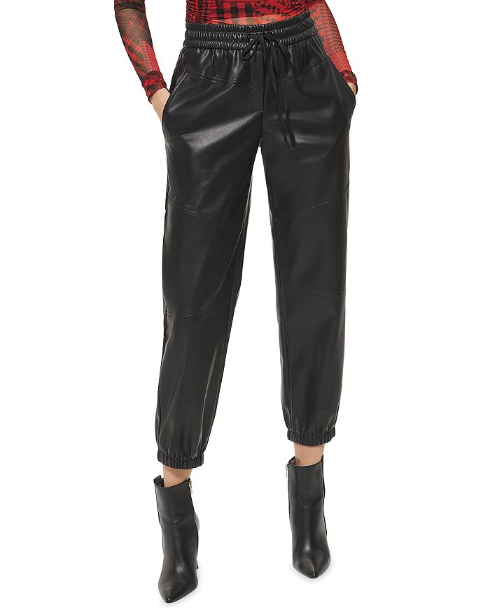 DKNY Trousers w. Belt - Black w. White » Quick Shipping