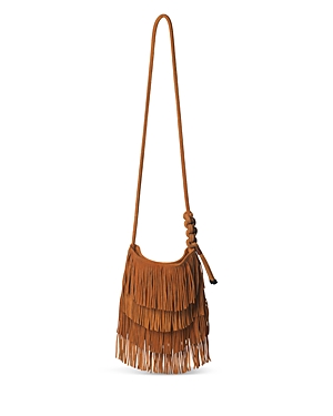 Callista Small Fringed Suede Crossbody In Spice