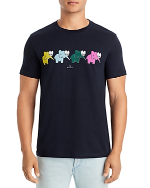 Ps By Paul Smith Organic Cotton Elephants Logo Graphic Tee In Dark Navy