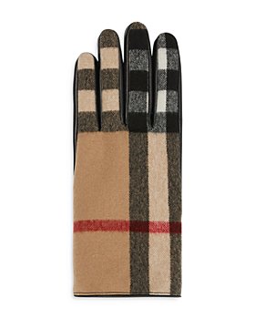 Burberry - Gabriel Check Wool & Leather Gloves