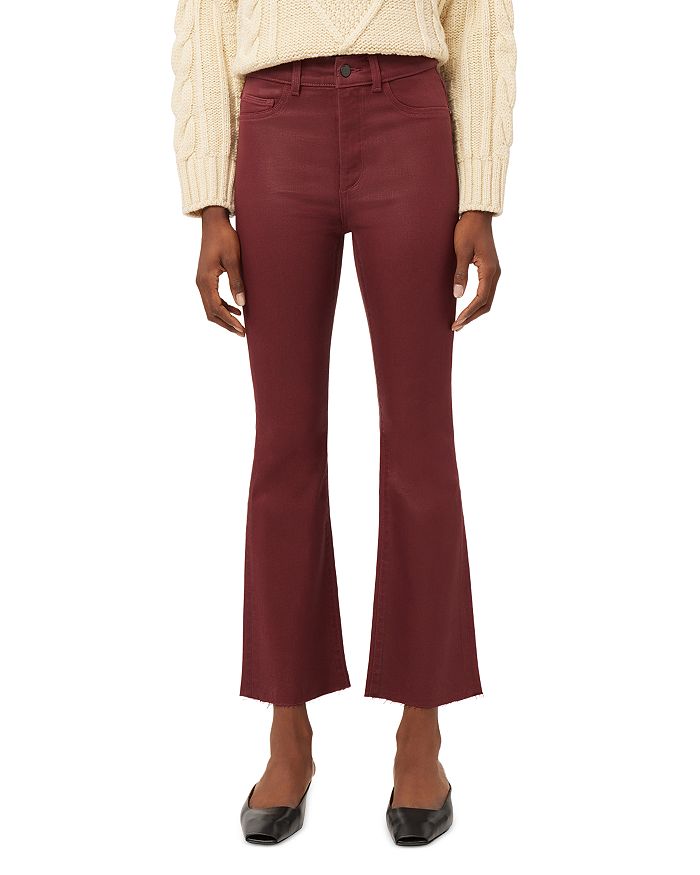 DL1961 Bridget High Rise Coated Cropped Bootcut Jeans in Ruby ...