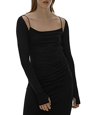 Helmut Lang Black Scala Long Sleeve T-shirt In Basalt Black