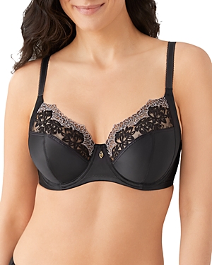 Wacoal Side Note Lace-trim Underwire Bra In Black