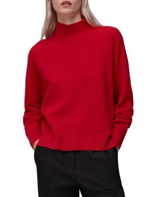 Whistles Ferne Wool Funnel Neck Sweater In Red