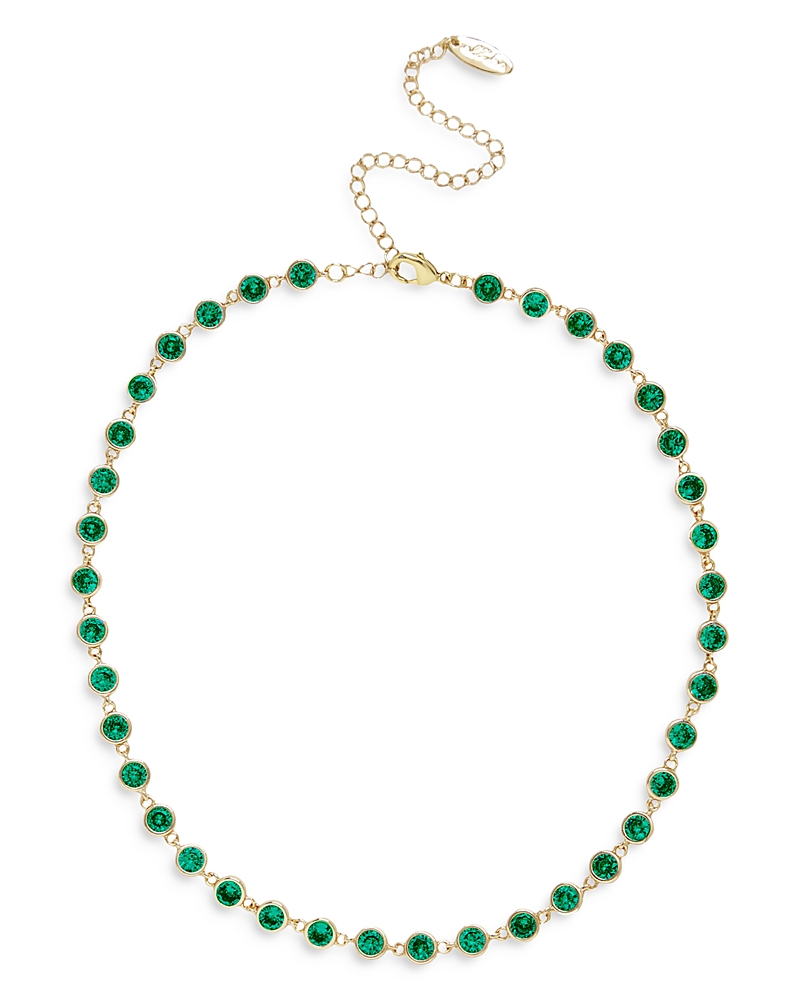 Ettika Cubic Zirconia Bezel Necklace In Green