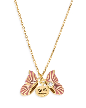 Ettika Be The Change Hidden Message Locket Necklace In 18k Gold Plated, 18 In Pink/gold