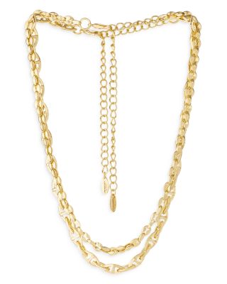 Golden Rays Linked Chain 18K Gold Plated Necklace Set