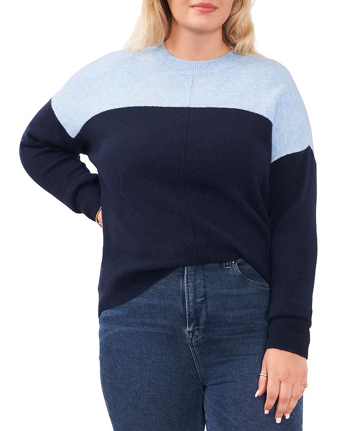 VINCE CAMUTO Plus Drop Shoulder Colorblock Sweater