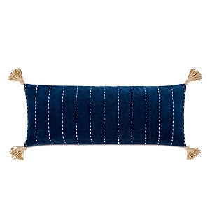 Surya Velvet Kantha Decorative Pillow, 13 X 36 In Blue