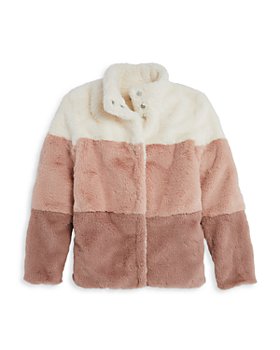 AQUA - Girls' Color Blocked Faux Fur Jacket, Big Kid - 100% Exclusive