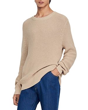 Sandro Ribbed Regular Fit Crewneck Sweater - 150th Anniversary Exclusive In Beige