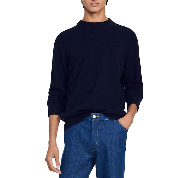 Sandro Industrial Cashmere Sweater In Dark Navy