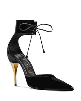 Gucci - Women's Pointed Toe Ankle Tie High Heel Pumps