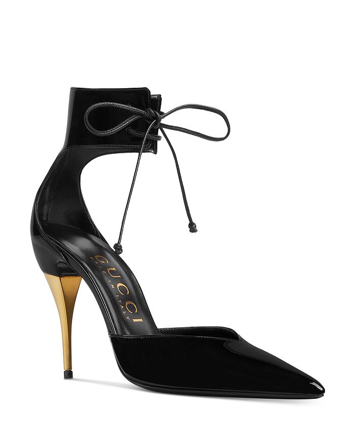 Gucci - Women's Pointed Toe Ankle Tie High Heel Pumps