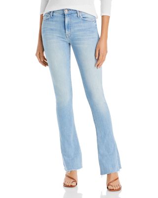 MOTHER The Runway Frayed Hem High Rise Bootcut Jeans in Crossroads