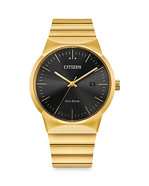Citizen Eco-drive Men's Modern Axiom Gold-tone Stainless Steel Bracelet Watch 40mm In Black/gold
