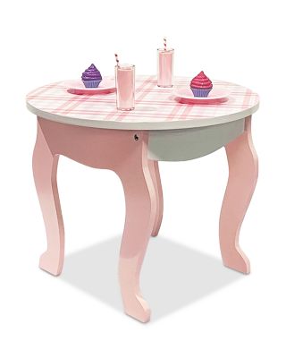 Kids Aurora Princess 18" Doll Pink Plaid Table & Chair with Accessories, Delight Pink - Ages 3-7