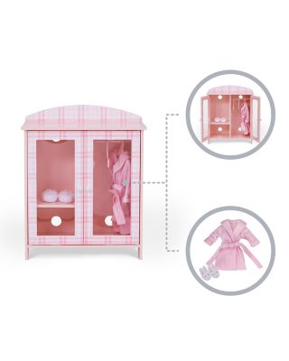 Kids Aurora Princess 18" Doll Pink Plaid Closet with Bathrobe & Slipper Pink - Ages 3-7