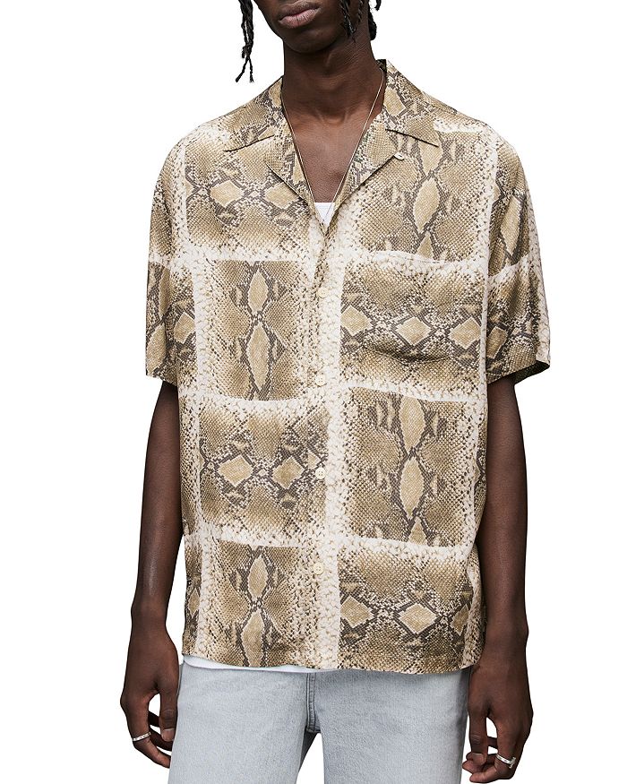 ALLSAINTS Exo Snake Print Relaxed Fit Button Down Camp Shirt ...