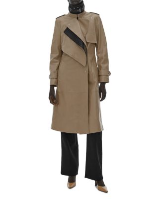 Helmut Lang Brown Belted Leather Trench Coat