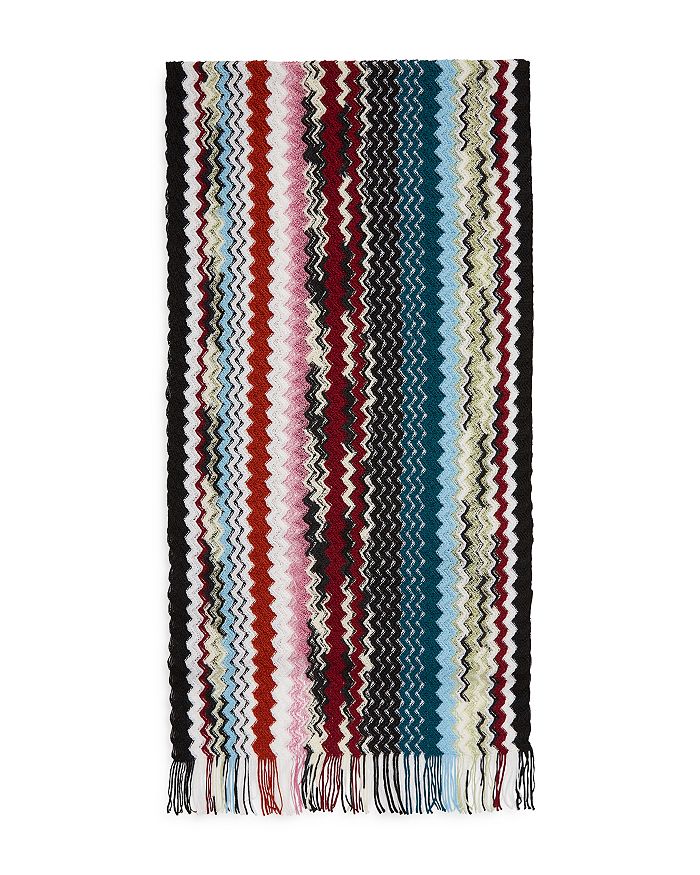 Missoni Black Red Check Wool Unisex Neck Wrap Fringes Scarf main image 0