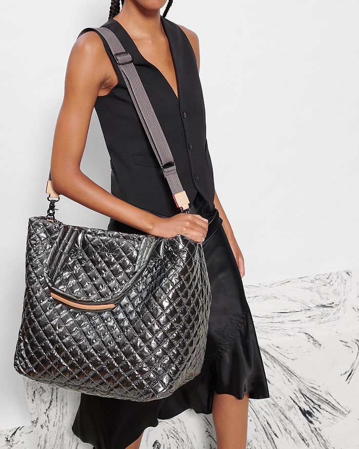 Mz Wallace Large Metro Deluxe Quilted Tote Bag In Buff/light Gold