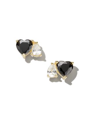 By Adina Eden Cubic Zirconia Heart & Pear Stud Earrings in 14K Gold ...